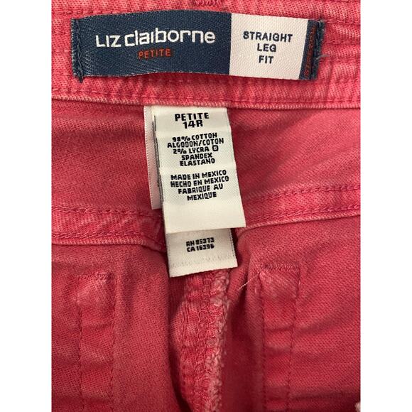 Liz Claiborne Vintage Woman's Size 14 Petite Straight Leg Fit Pink Denim Jeans - Picture 3 of 14